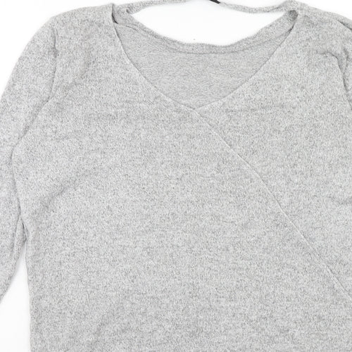 River Island Womens Grey Polyester Basic T-Shirt Size 12 Round Neck