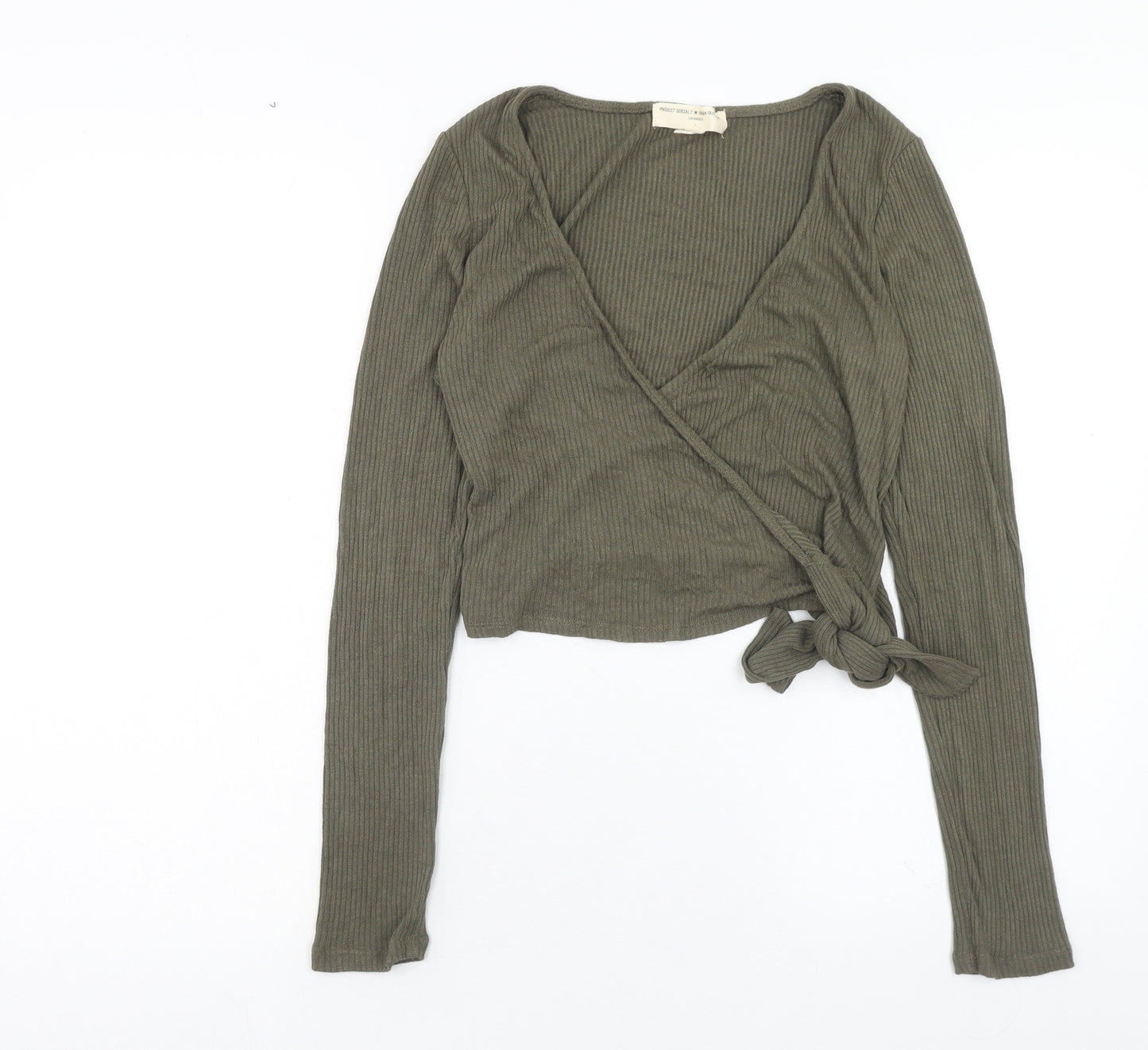 Urban Outfitters Womens Green V-Neck Viscose Wrap Jumper Size L