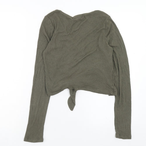 Urban Outfitters Womens Green V-Neck Viscose Wrap Jumper Size L
