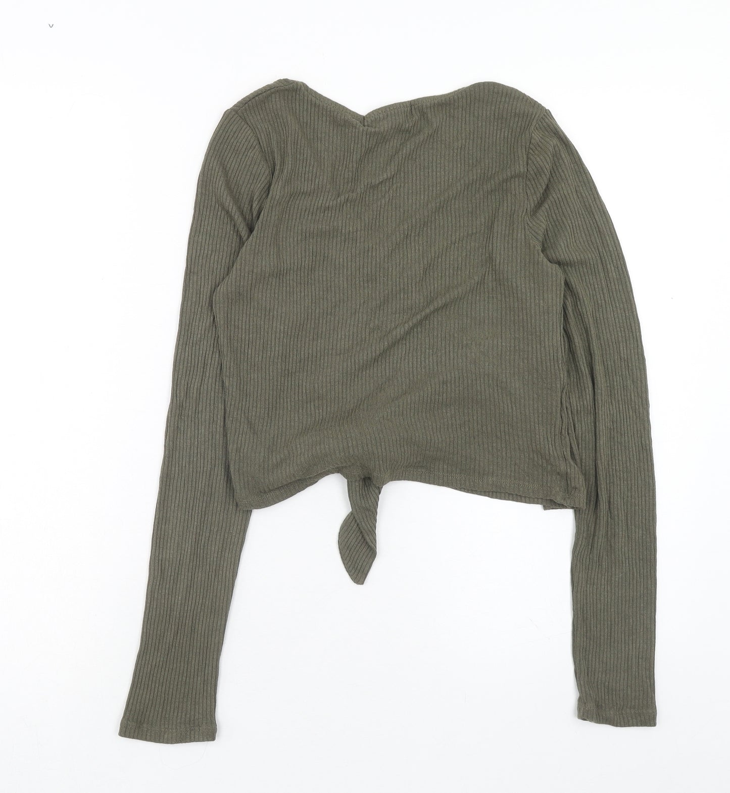 Urban Outfitters Womens Green V-Neck Viscose Wrap Jumper Size L