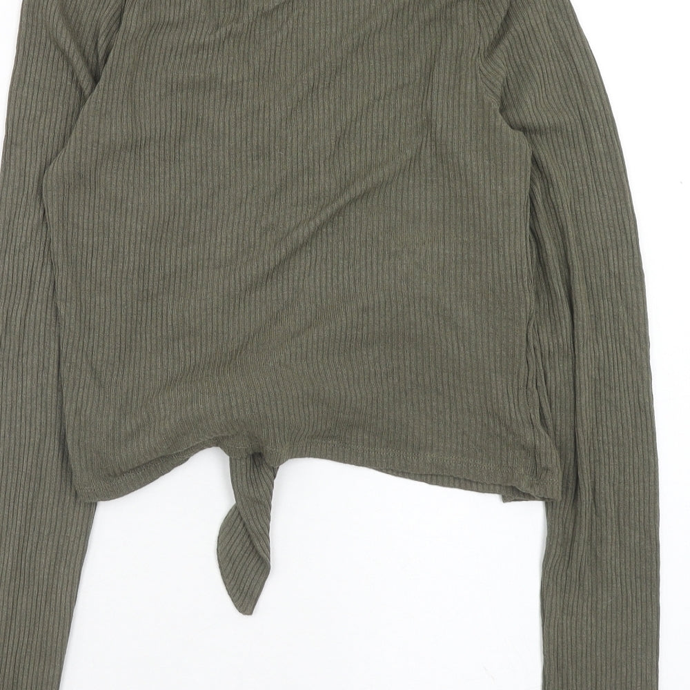 Urban Outfitters Womens Green V-Neck Viscose Wrap Jumper Size L