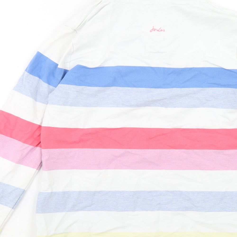 Joukes Womens Multicoloured Striped Cotton Pullover Sweatshirt Size 10 Button
