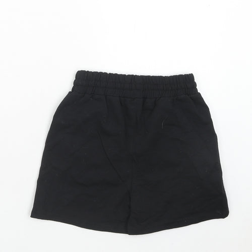 Fame Girls Black Cotton Sweat Shorts Size 12 Years Regular Drawstring