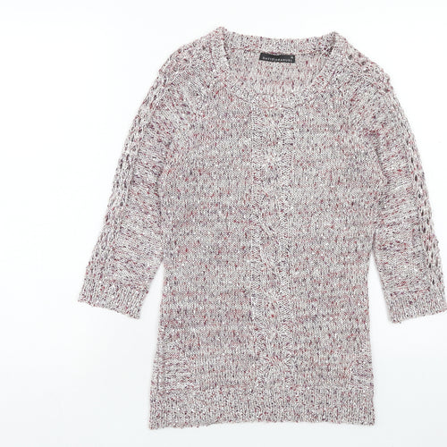 DAVID EMANUEL Womens Pink Round Neck Polyester Pullover Jumper Size XS