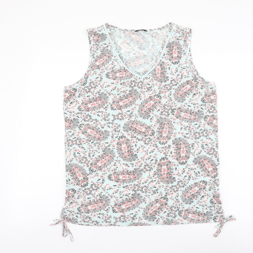 M&Co Womens Multicoloured Geometric Polyester Basic Tank Size 16 V-Neck