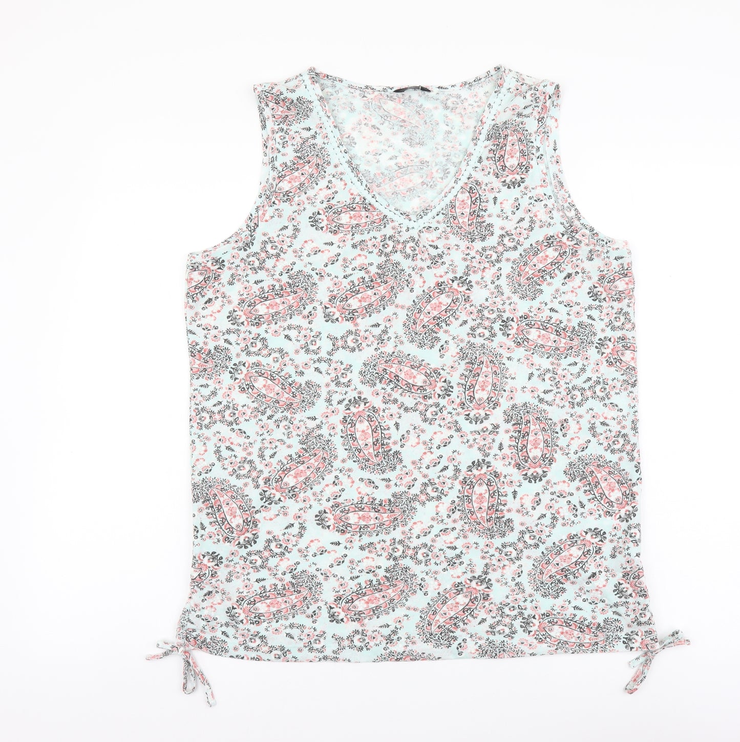 M&Co Womens Multicoloured Geometric Polyester Basic Tank Size 16 V-Neck