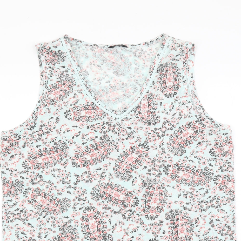 M&Co Womens Multicoloured Geometric Polyester Basic Tank Size 16 V-Neck