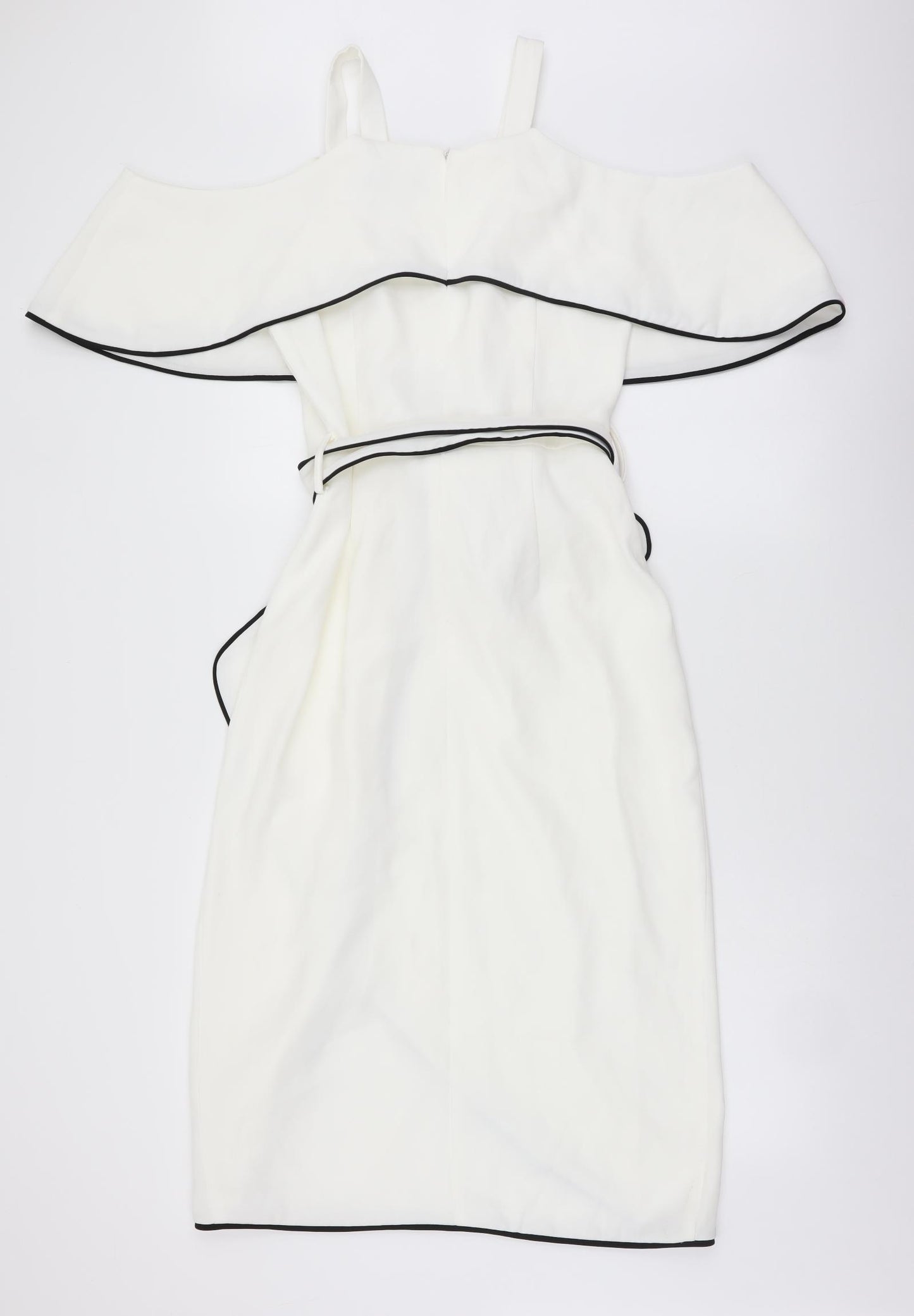 Lavish Alice Womens White Polyester Sheath Size 10 Off the Shoulder Zip - Contrasting Trim