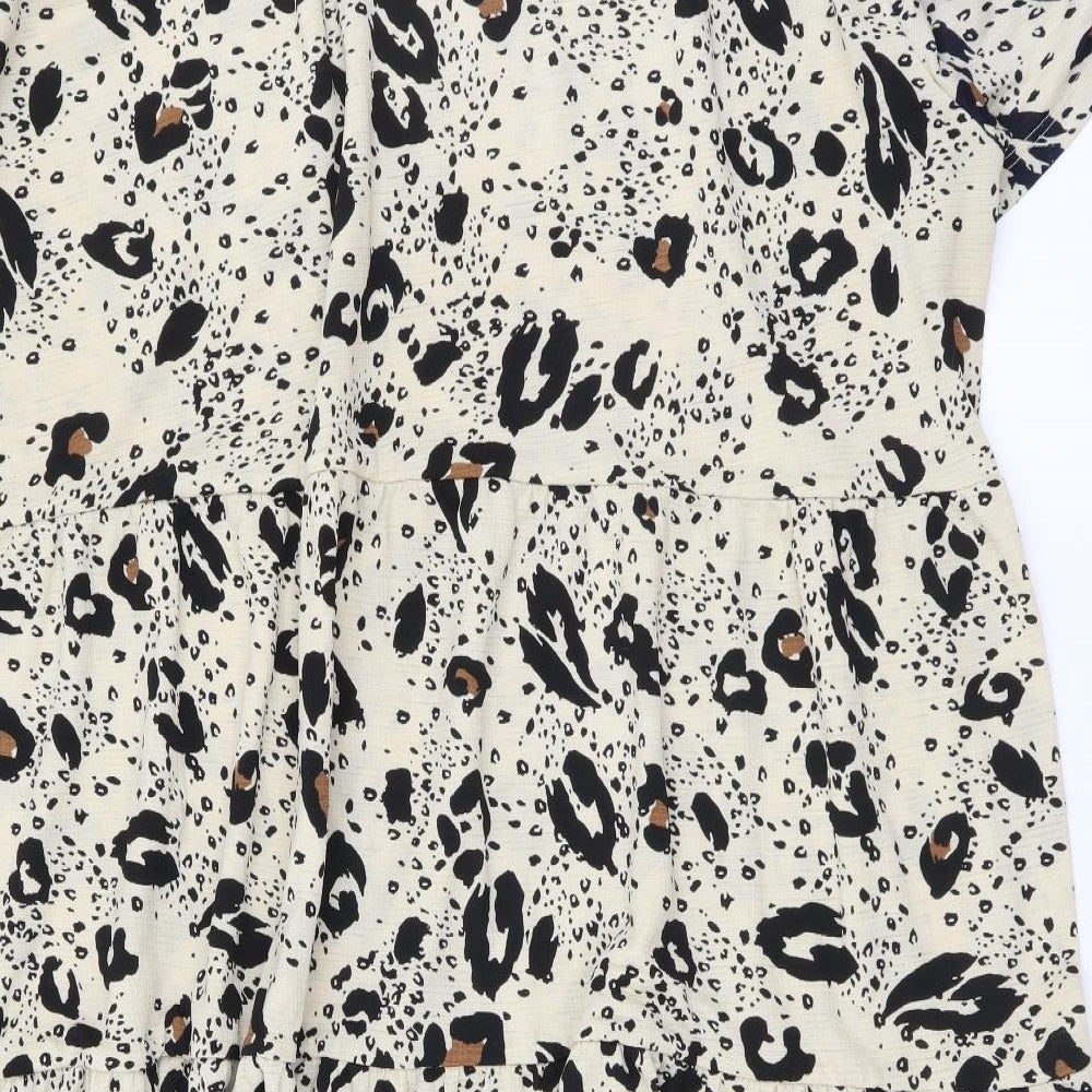 New Look Womens Beige Animal Print Polyester A-Line Size 18 Boat Neck Pullover - Leopard Print