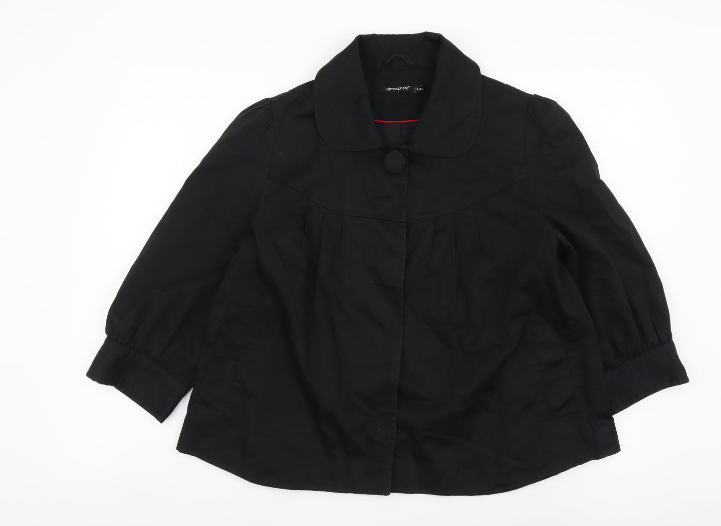 Atmosphere Womens Black Pea Coat Coat Size 14 Button