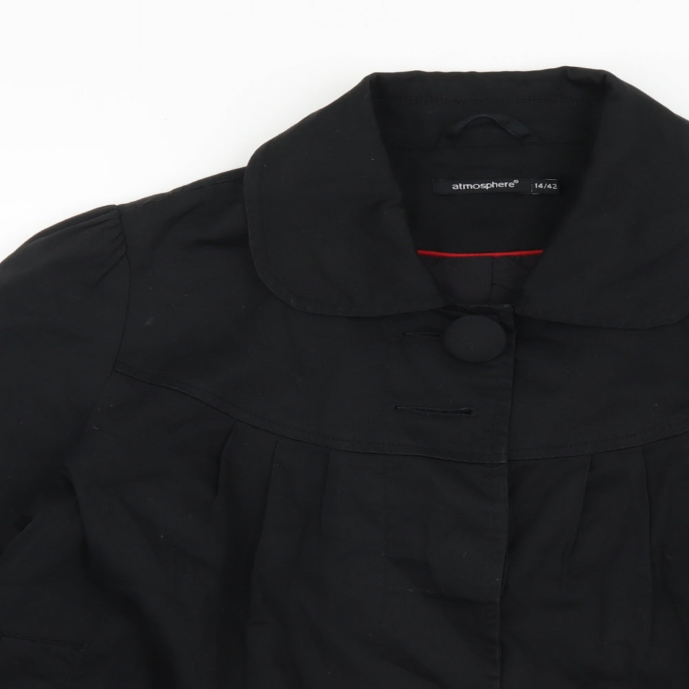 Atmosphere Womens Black Pea Coat Coat Size 14 Button