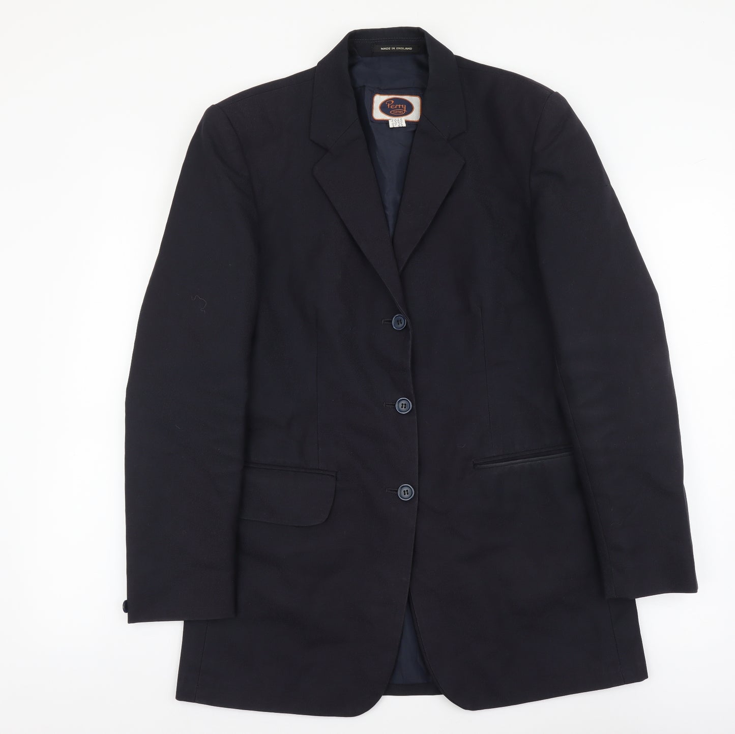 Perry Clothes Mens Blue Polyester Jacket Blazer Size S