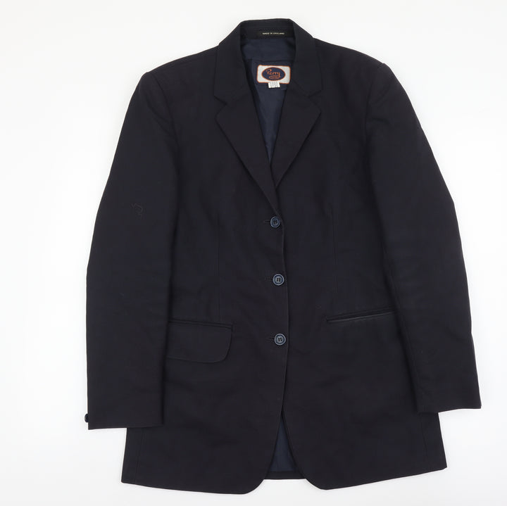 Perry Clothes Mens Blue Polyester Jacket Blazer Size S