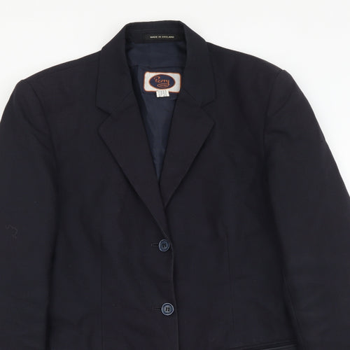 Perry Clothes Mens Blue Polyester Jacket Blazer Size S