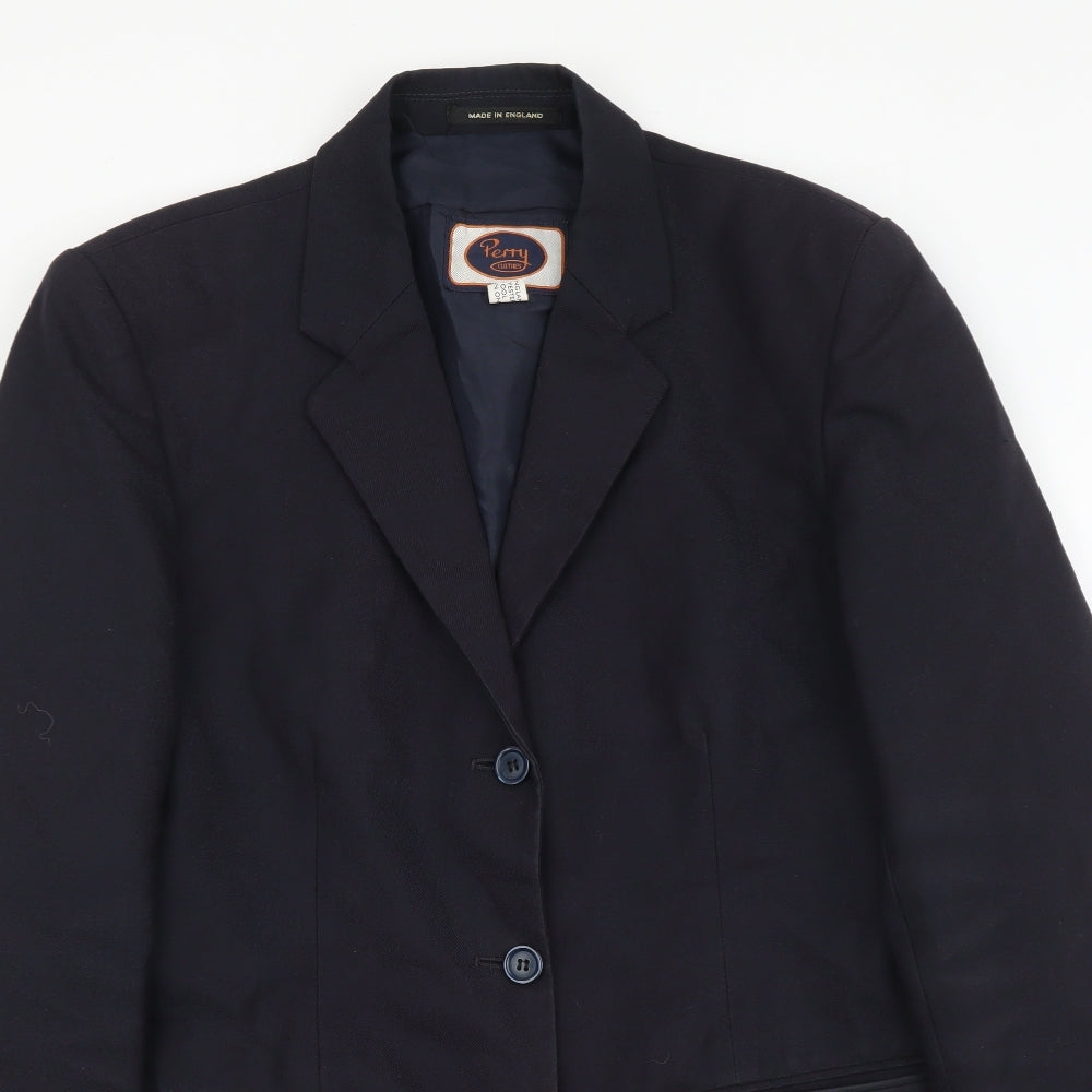 Perry Clothes Mens Blue Polyester Jacket Blazer Size S
