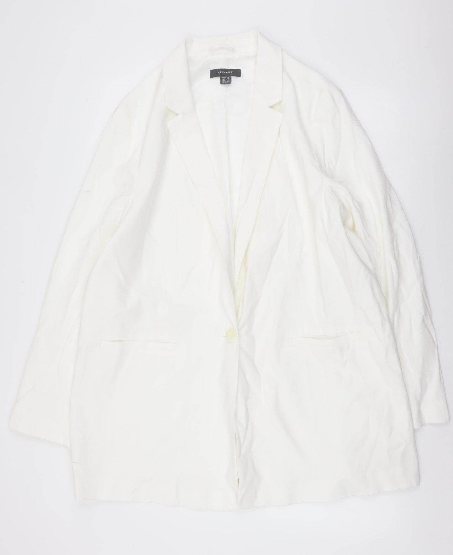 Primark Womens White Jacket Blazer Size 20 Button