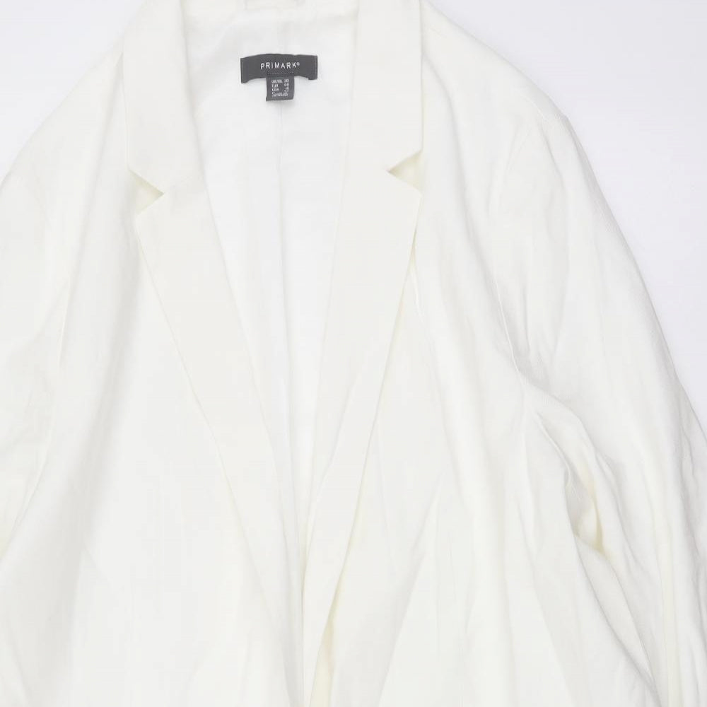 Primark Womens White Jacket Blazer Size 20 Button