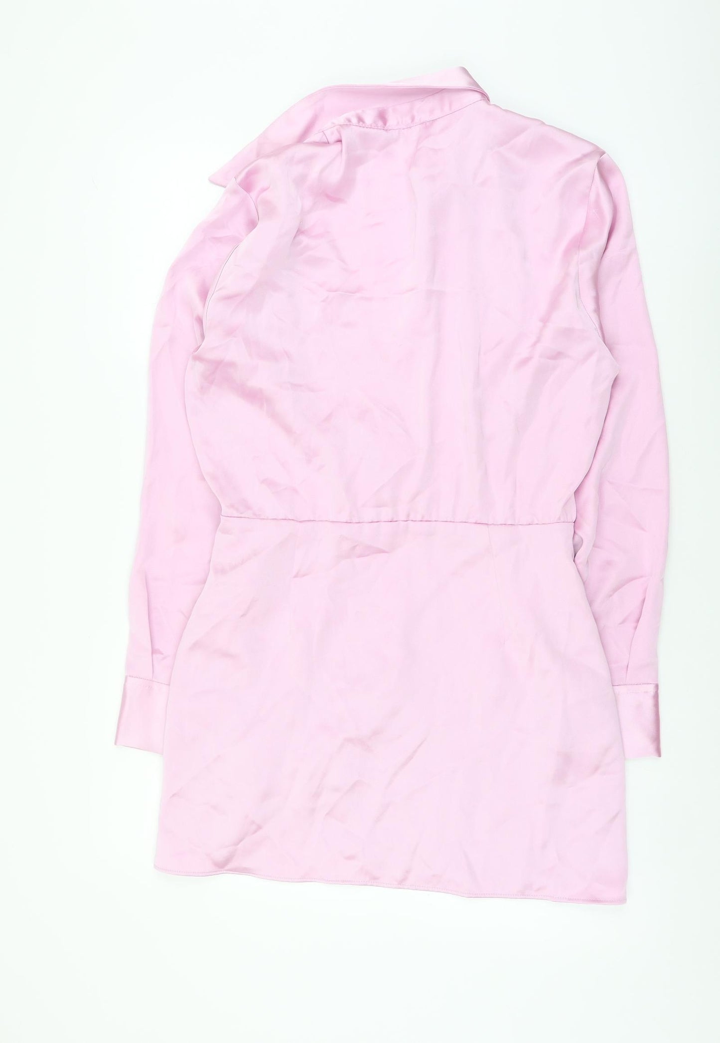 Zara Womens Purple Polyester Shirt Dress Size M Collared Zip