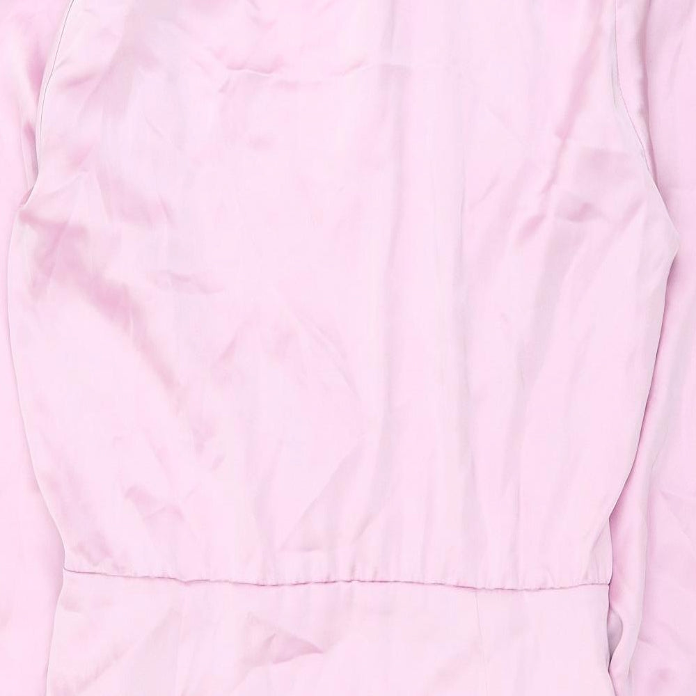 Zara Womens Purple Polyester Shirt Dress Size M Collared Zip