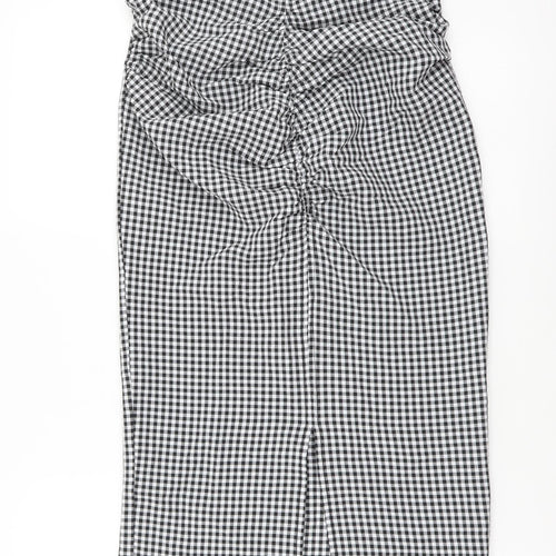 Mango Womens Black Check Polyester Straight & Pencil Skirt Size XS Zip