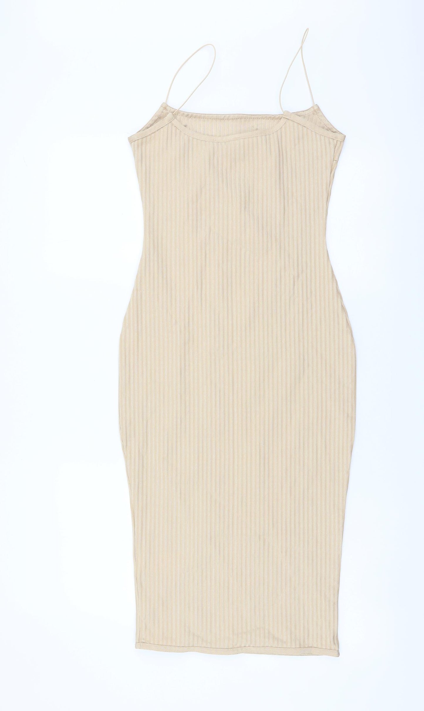 Missguided Womens Beige Polyester Bodycon Size 8 Square Neck Pullover