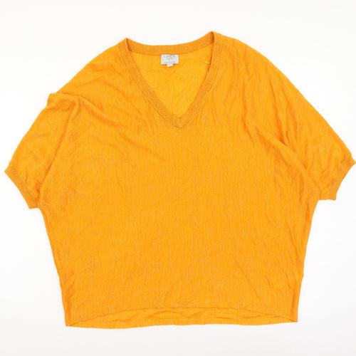 Monsoon Womens Orange Acrylic Basic T-Shirt Size M V-Neck