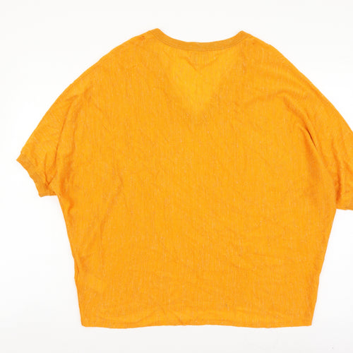Monsoon Womens Orange Acrylic Basic T-Shirt Size M V-Neck