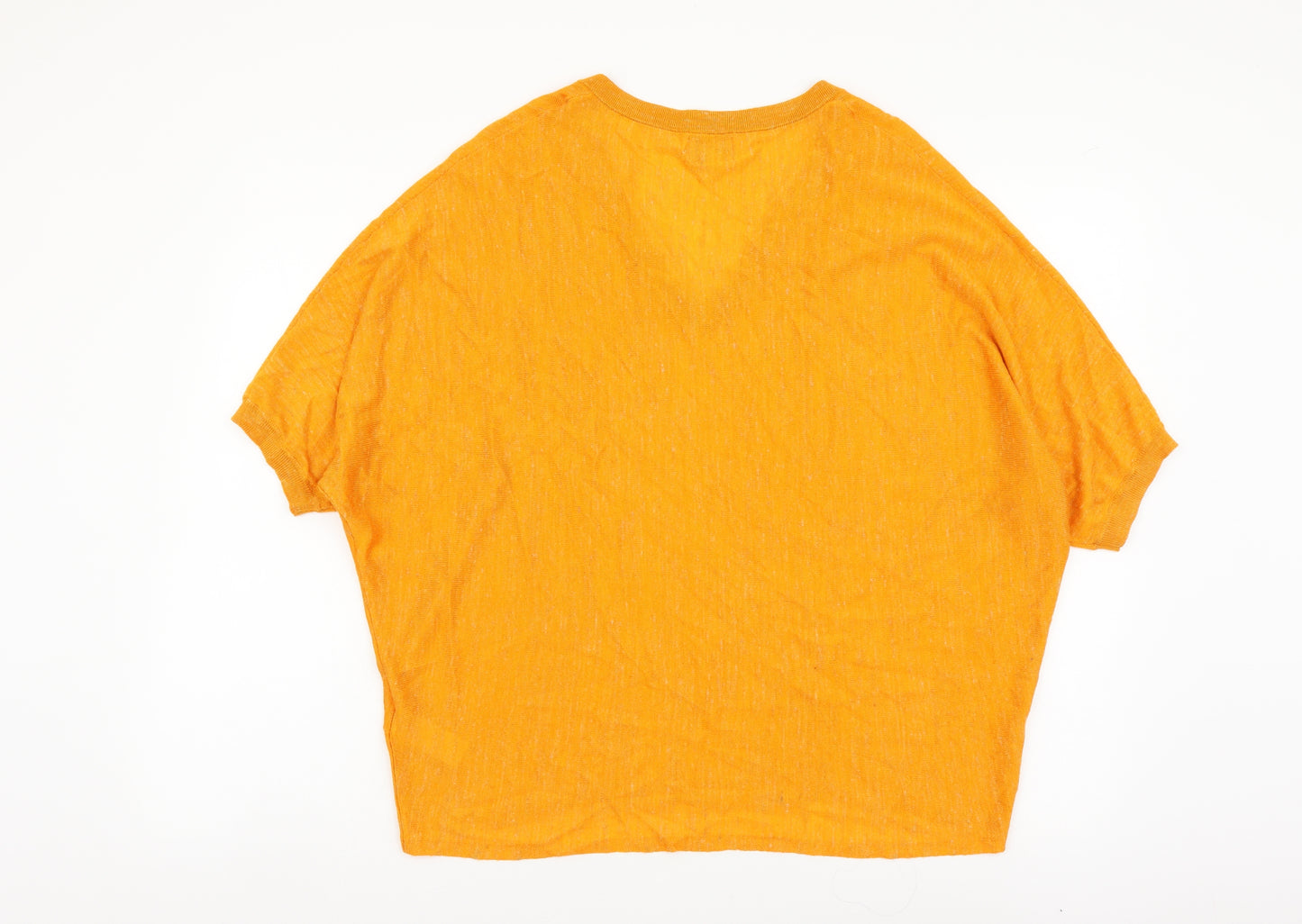 Monsoon Womens Orange Acrylic Basic T-Shirt Size M V-Neck