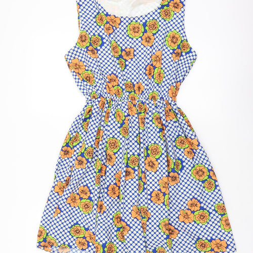 Shikka Womens Multicoloured Floral Polyester Fit & Flare Size M Boat Neck Zip
