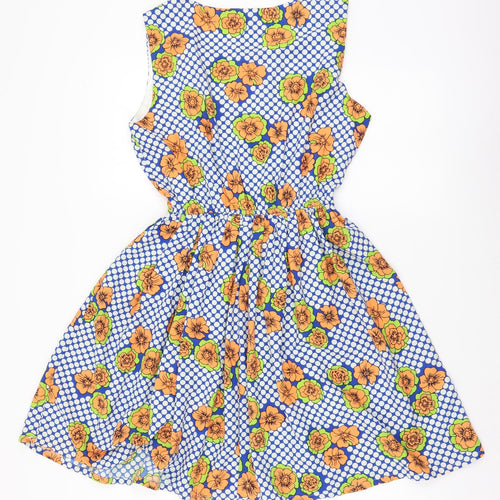 Shikka Womens Multicoloured Floral Polyester Fit & Flare Size M Boat Neck Zip