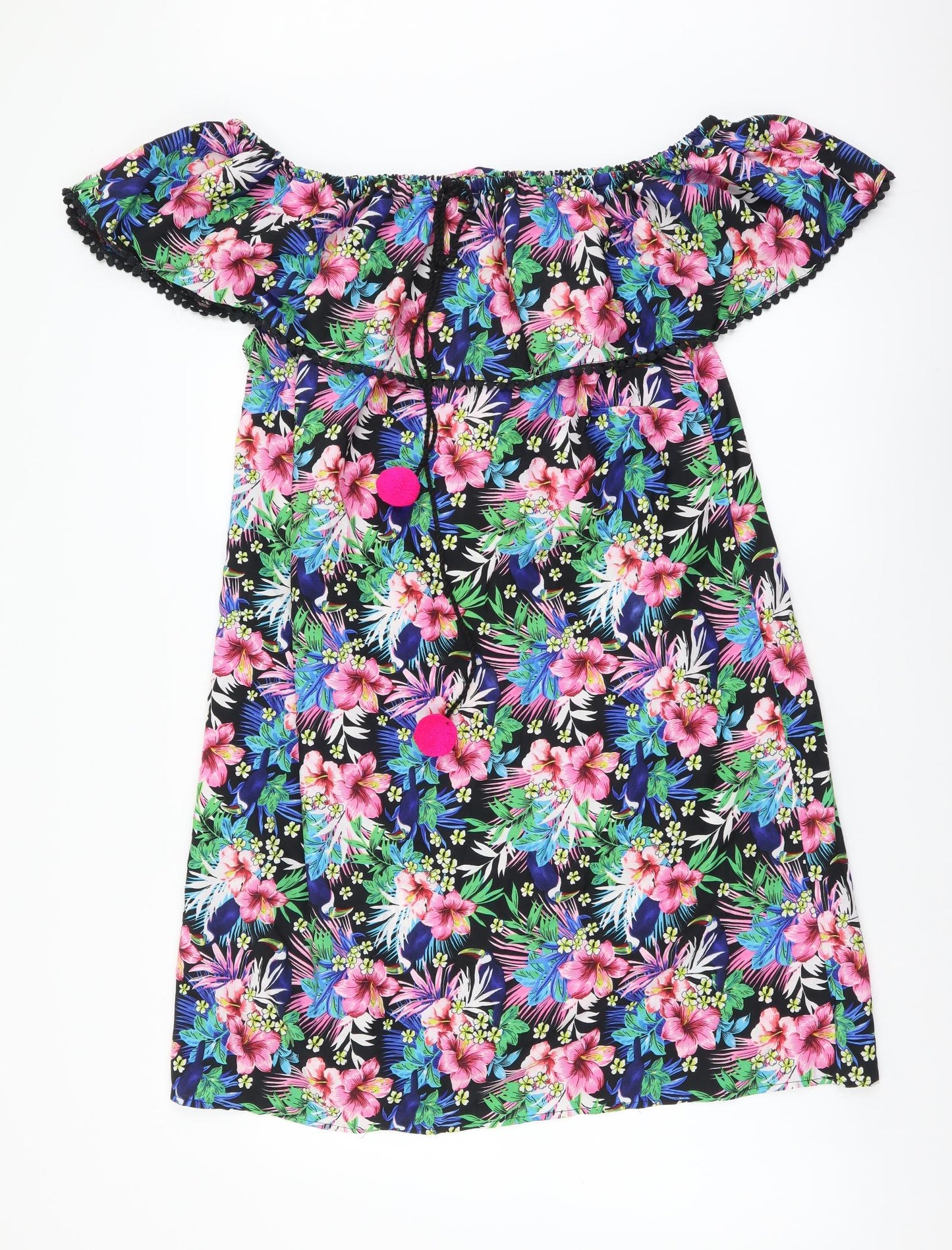 Primark Womens Multicoloured Floral Polyester Shift Size XL Off the Shoulder Pullover