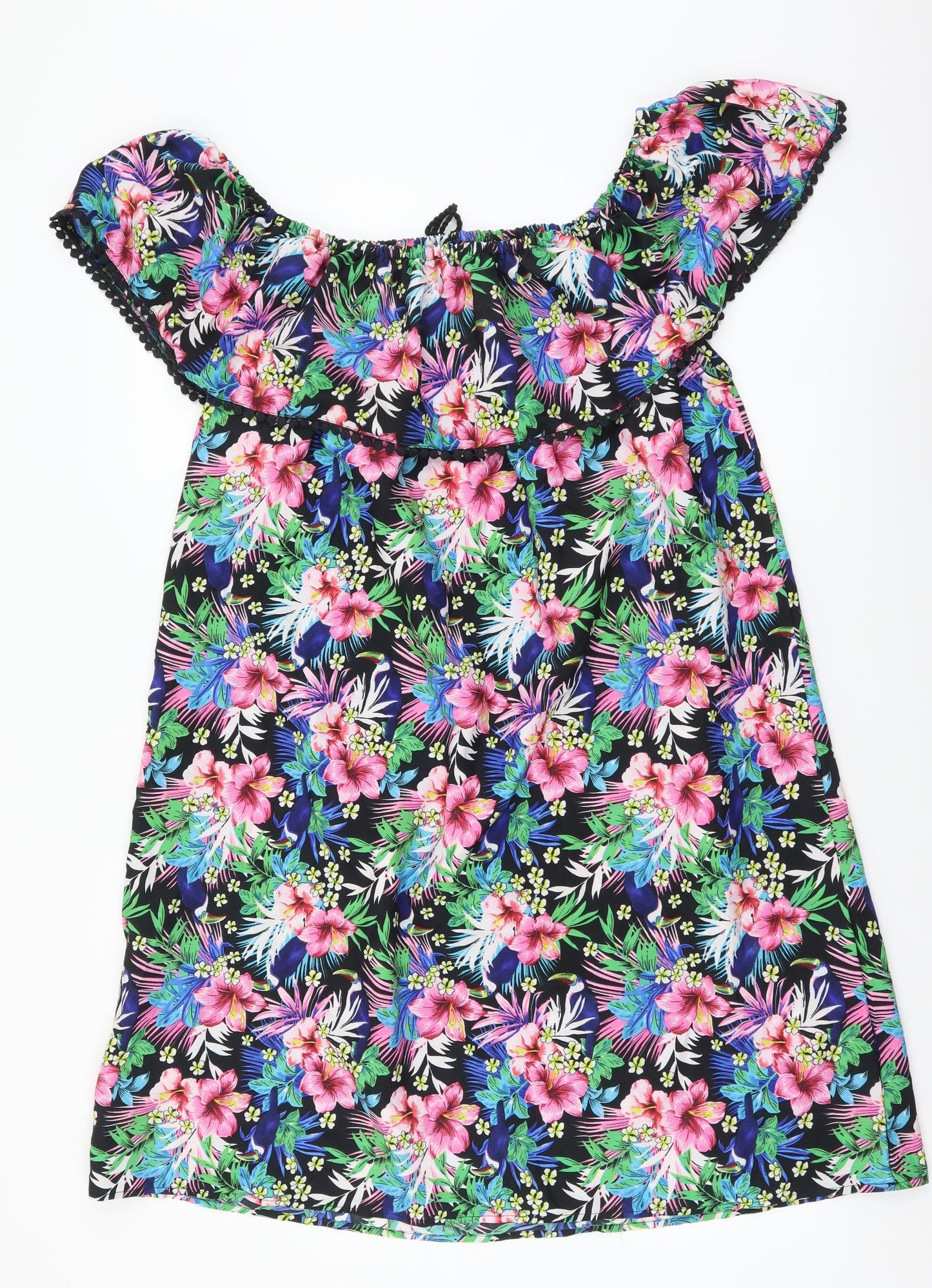 Primark Womens Multicoloured Floral Polyester Shift Size XL Off the Shoulder Pullover