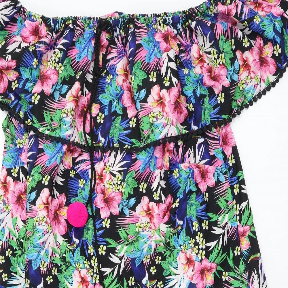 Primark Womens Multicoloured Floral Polyester Shift Size XL Off the Shoulder Pullover