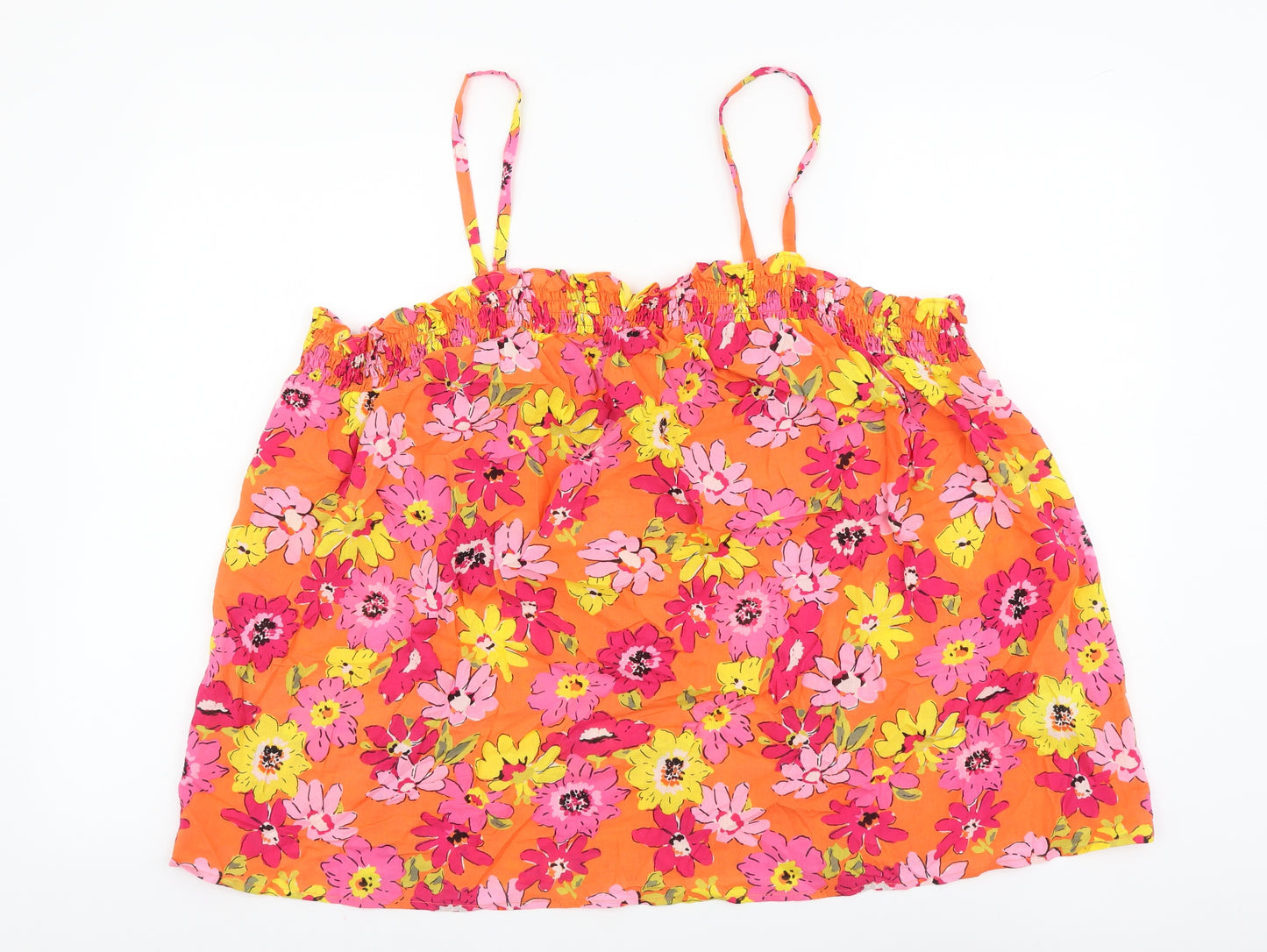 Marks and Spencer Womens Multicoloured Floral Cotton Camisole Blouse Size 24 Square Neck