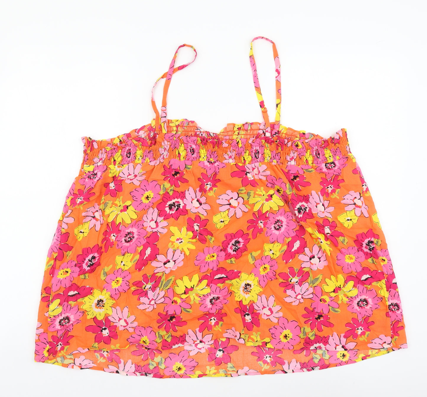 Marks and Spencer Womens Multicoloured Floral Cotton Camisole Blouse Size 24 Square Neck