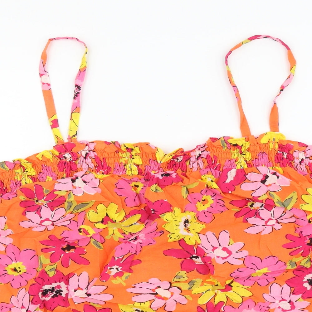 Marks and Spencer Womens Multicoloured Floral Cotton Camisole Blouse Size 24 Square Neck