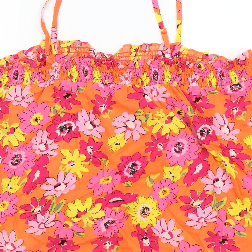 Marks and Spencer Womens Multicoloured Floral Cotton Camisole Blouse Size 24 Square Neck