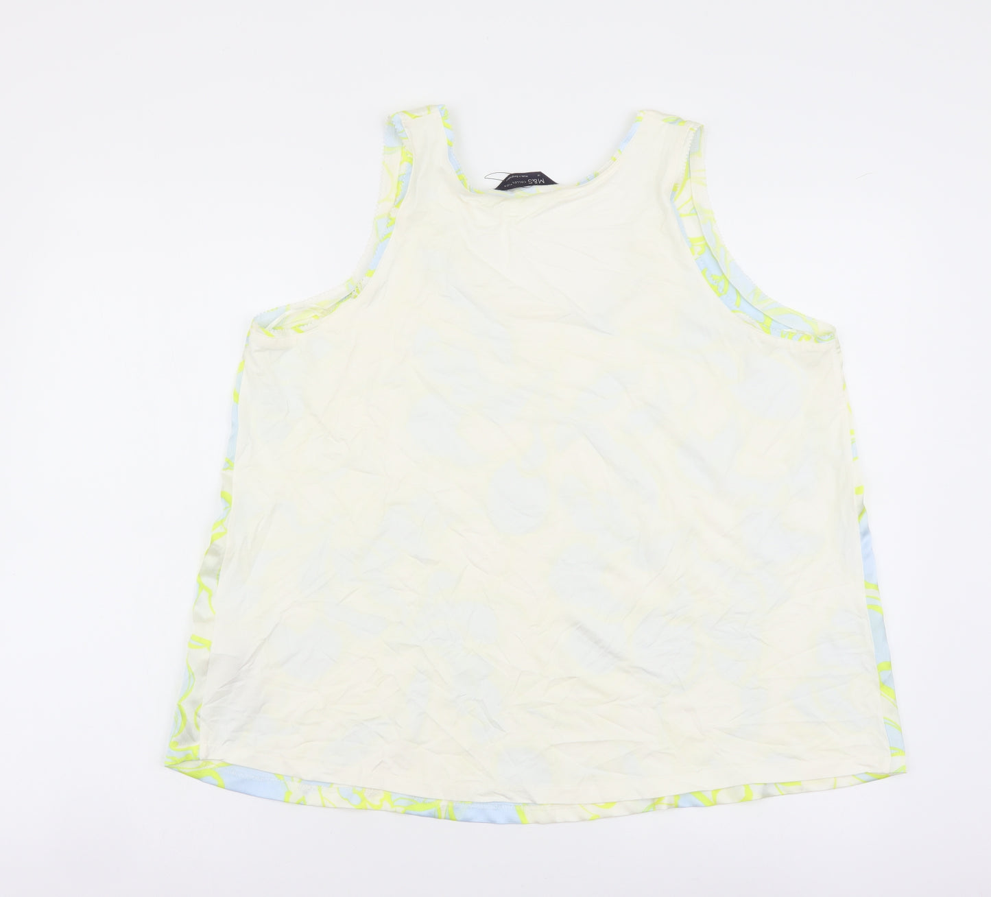 Marks and Spencer Womens Blue Polyester Basic Tank Size 14 Scoop Neck