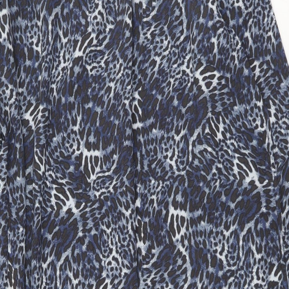 Marks and Spencer Womens Blue Animal Print Polyester Shift Size 18 Boat Neck Button