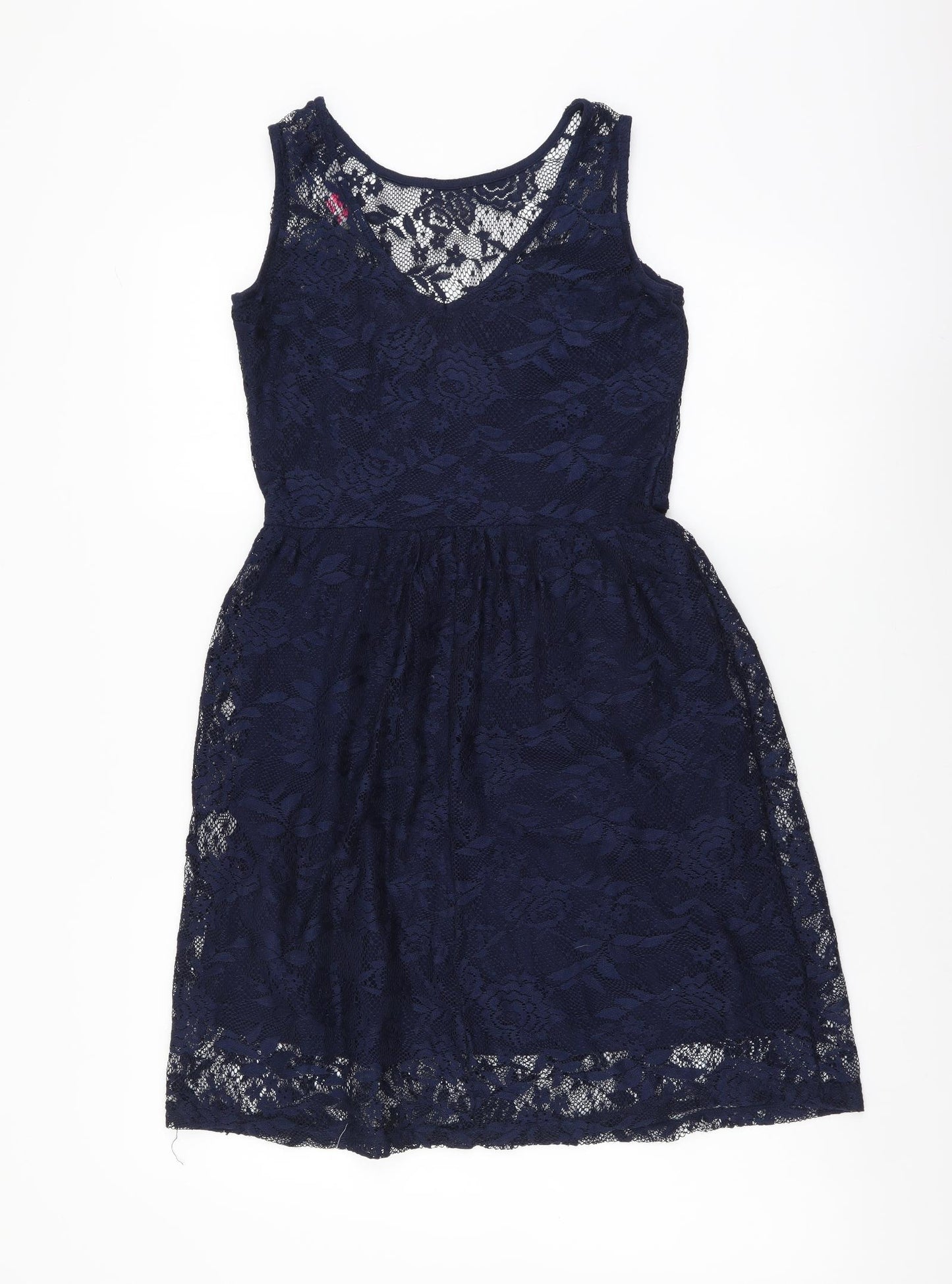 Dorothy Perkins Womens Blue Cotton Fit & Flare Size 8 V-Neck Pullover