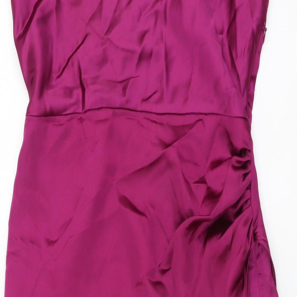 Zara Womens Purple Polyester Sheath Size M Square Neck Zip