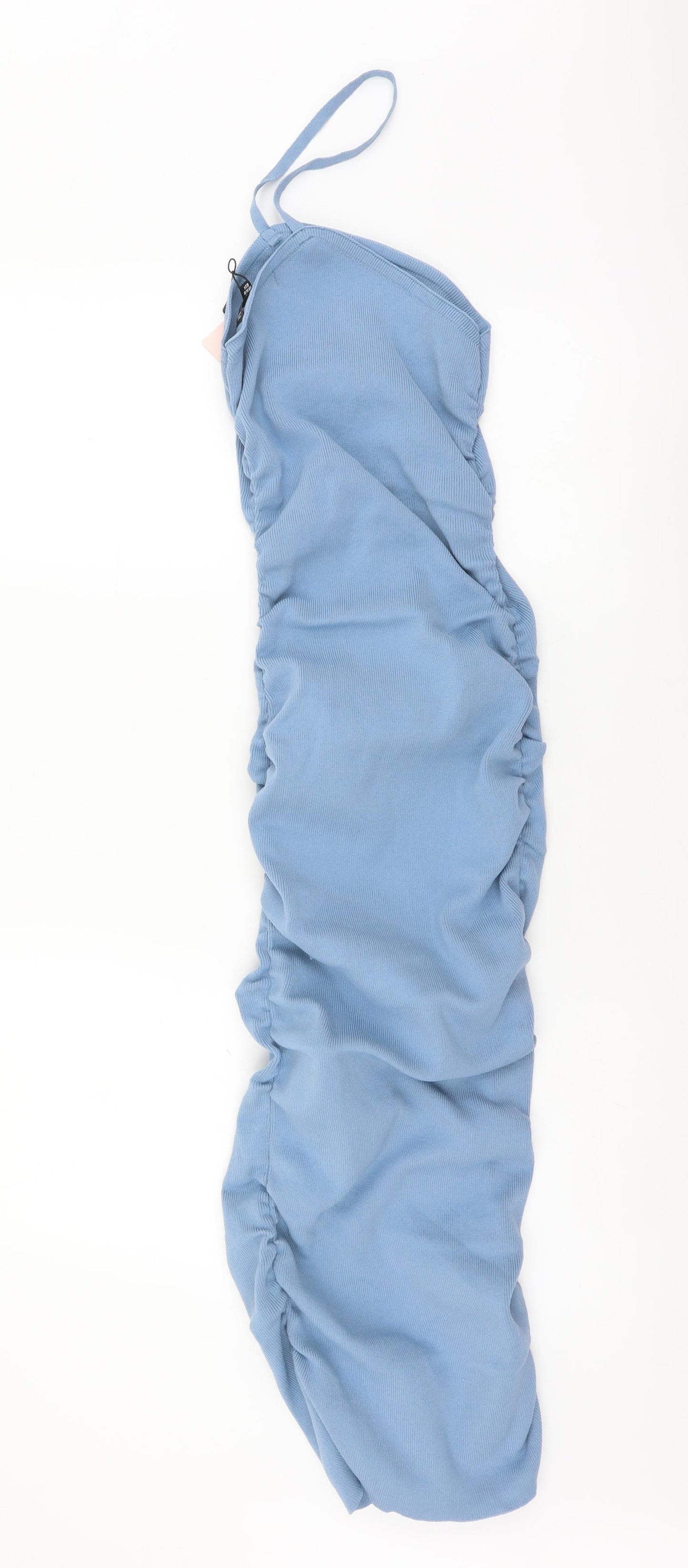 Missguided Womens Blue Polyester Sheath Size 6 Square Neck Pullover