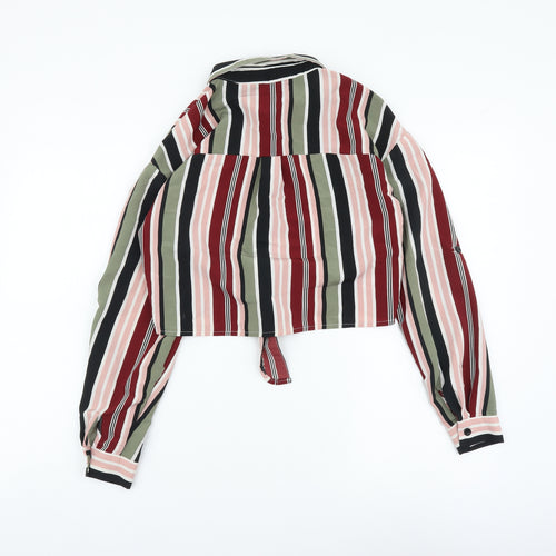 New Look Girls Multicoloured Striped Polyester Basic Button-Up Size 11 Years Collared Button