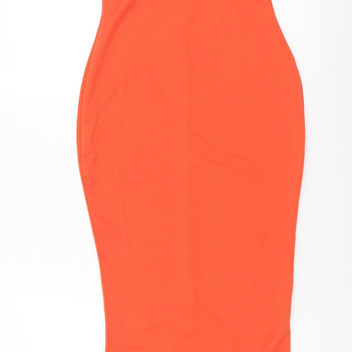 Boohoo Womens Orange Polyester Bodycon Size 10 Off the Shoulder Pullover