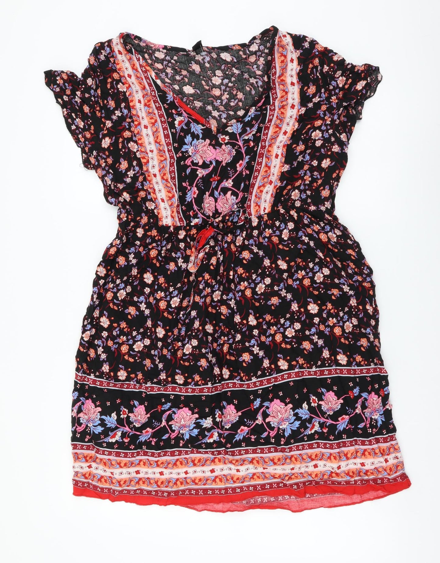 SheIn Womens Multicoloured Floral Polyester Fit & Flare Size XL V-Neck Pullover