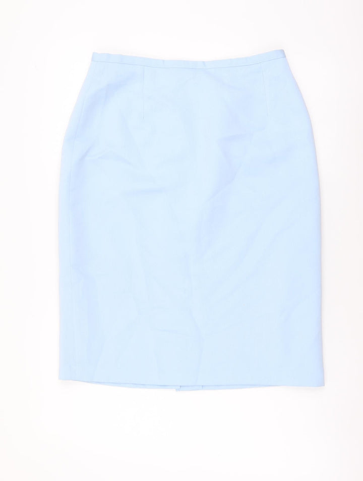 Collezioni Womens Blue Polyester Straight & Pencil Skirt Size 14 Zip