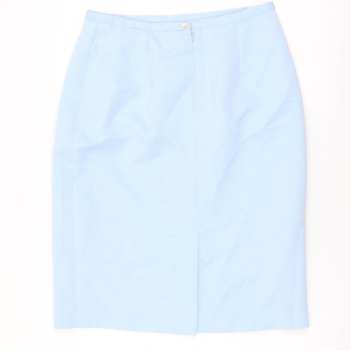 Collezioni Womens Blue Polyester Straight & Pencil Skirt Size 14 Zip