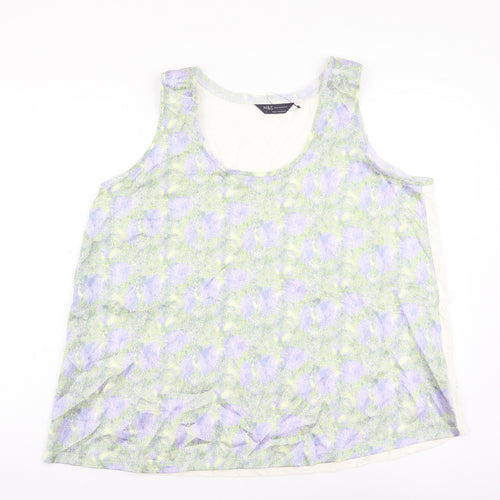 Marks and Spencer Womens Multicoloured Geometric Polyester Basic Blouse Size 14 Scoop Neck