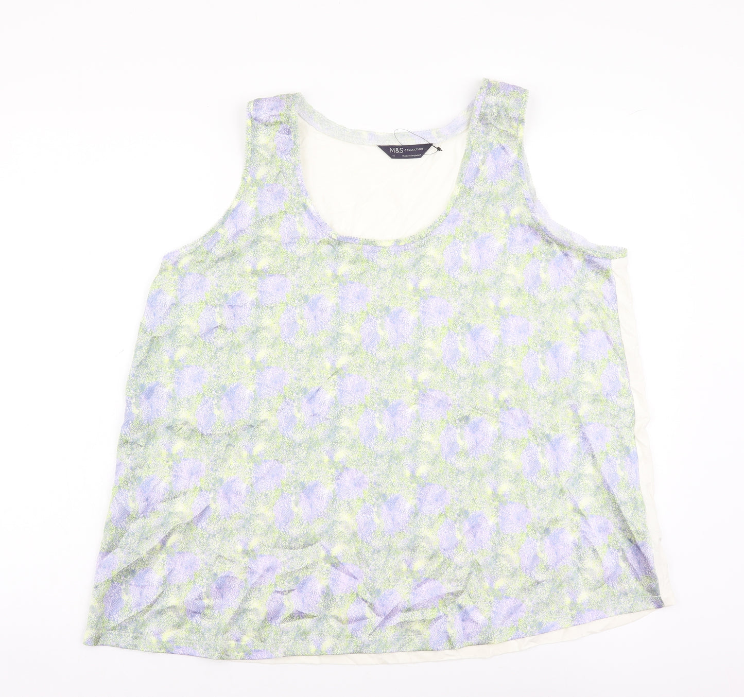 Marks and Spencer Womens Multicoloured Geometric Polyester Basic Blouse Size 14 Scoop Neck
