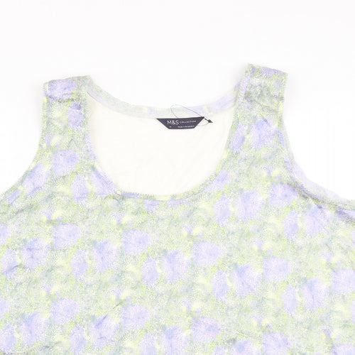 Marks and Spencer Womens Multicoloured Geometric Polyester Basic Blouse Size 14 Scoop Neck